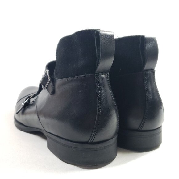 Alfani Callan Mens Size 9.5 Black Monk Strap Ankle Boots Leather Upper - Picture 5 of 9